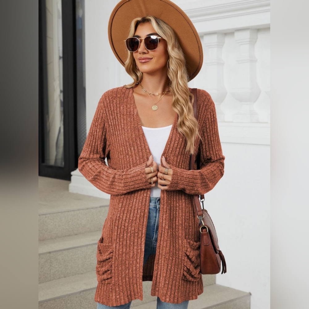 Women's Ribbed Knit Cardigan Sweater